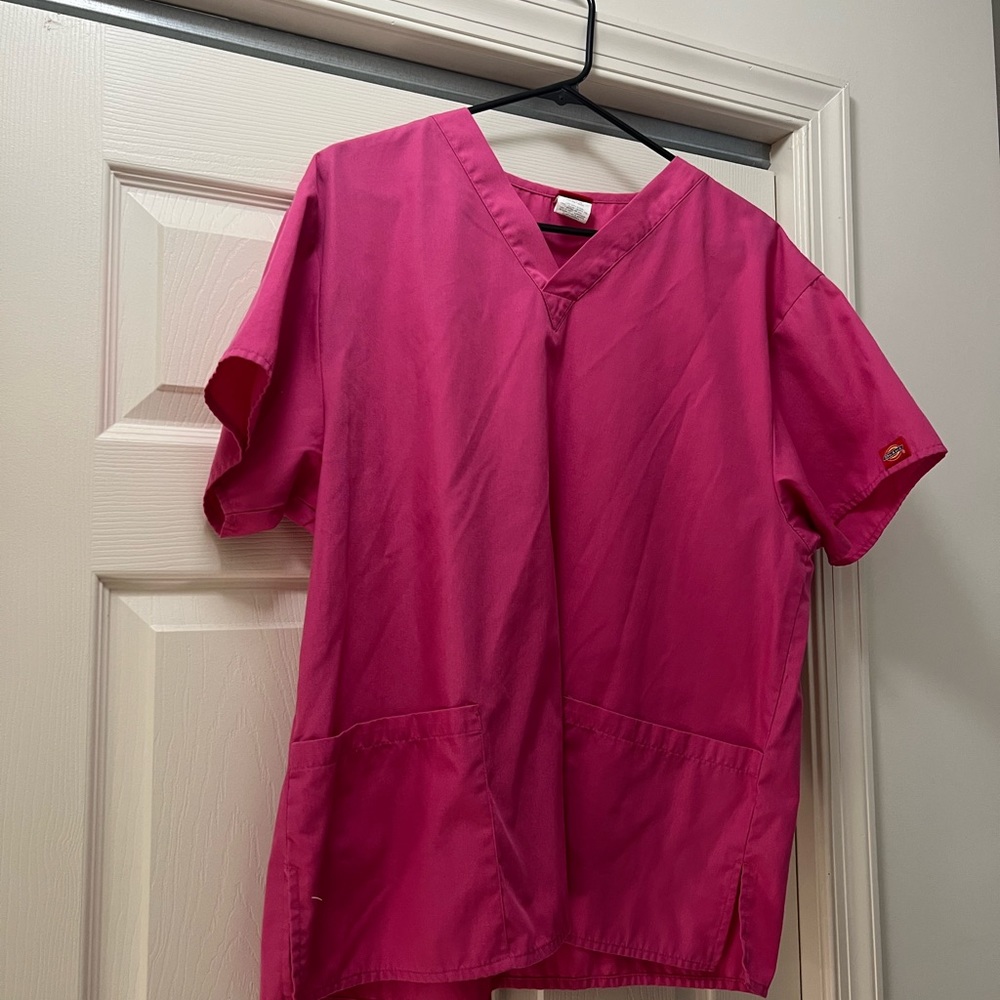 Dickies pink vneck scrub top